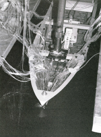 Photo of a ship model in water